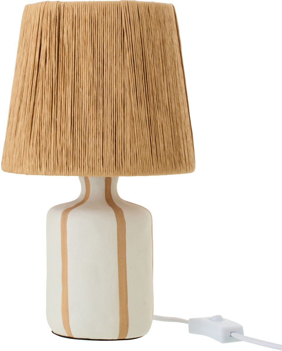 J-Line tafellamp Gestreept - keramiek - naturel/wit - small