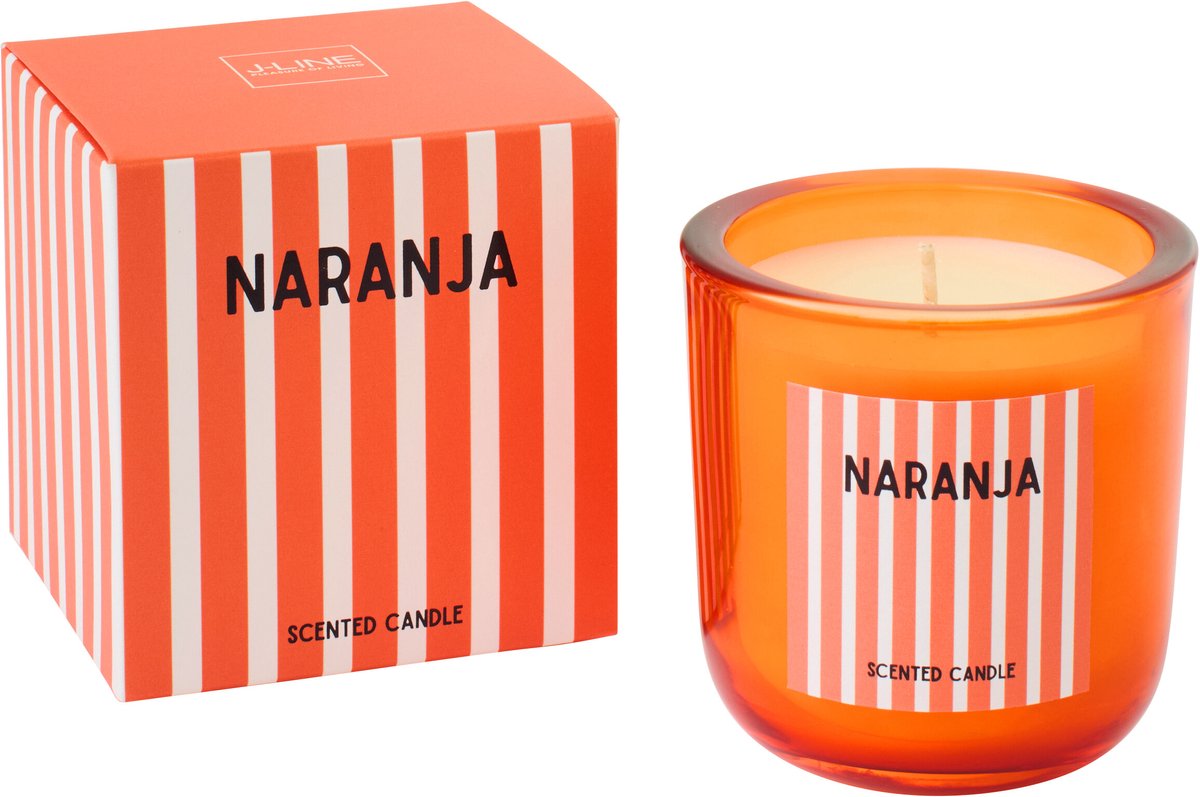 J-Line geurkaars Naranja - Mandarin Moments - glas - oranje - large