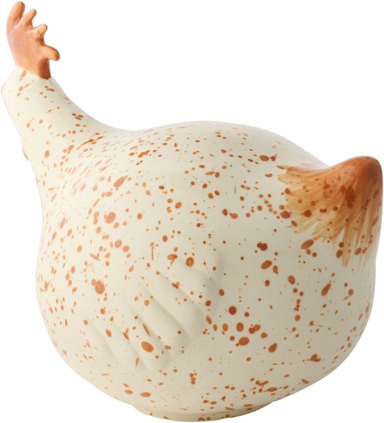 J-Line Poule décorative - céramique - blanc/marron - large