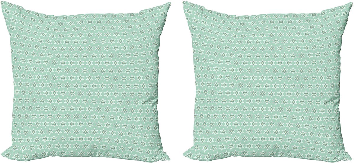 ABAKUHAUS Turquoise Kussenhoes Set (2 stuks), Monochroom, 40 cm, Mintwit Crème Muntwitte crème