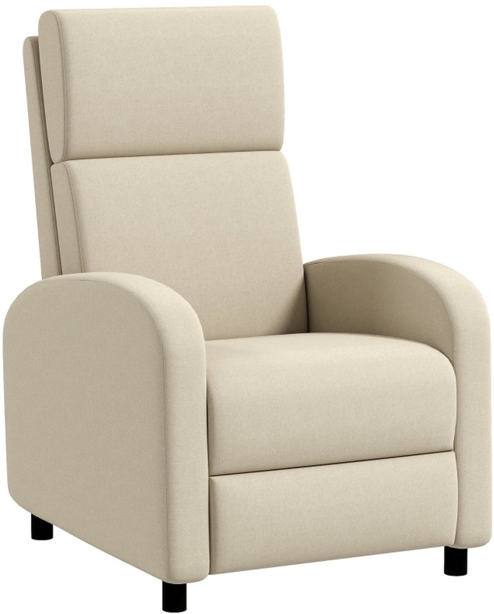 Merax Relaxfauteuil met Ligfunctie en Voetensteun – Verstelbare Televisie Fauteuil – Crème – 64 x 86 x 102 cm – Tot 120 kg