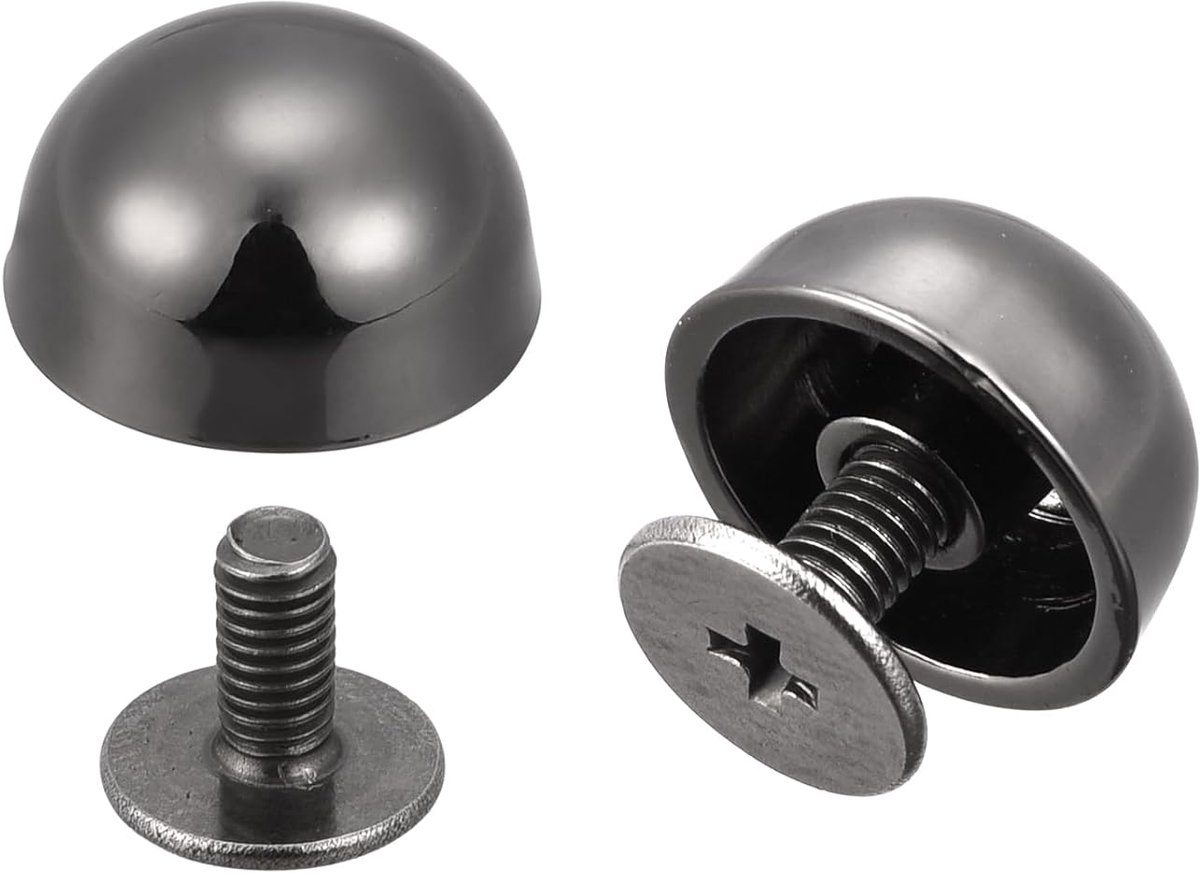 20 sets 12x7mm klinknagels met schroefsluiting, solide ronde kop klinknagels zwart