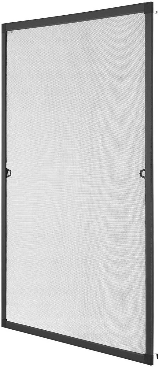 Vliegenhor voor Ramen zonder Boren - Insectenhor met Aluminium Frame 100x120 cm Grijs