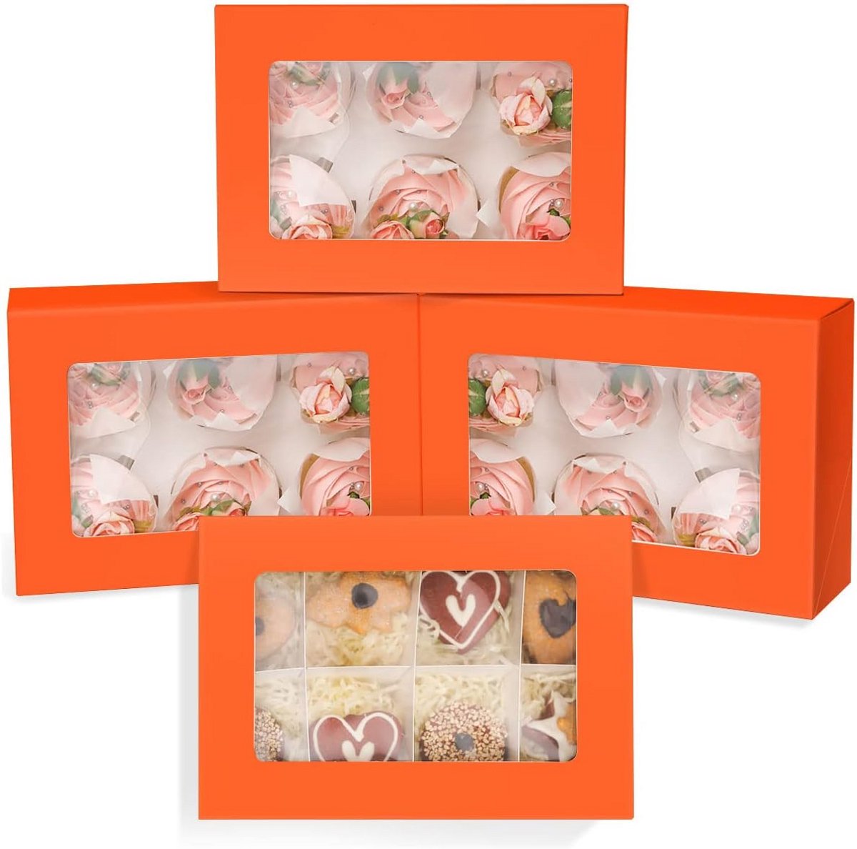 6 Stuks Cupcake Dozen met Venster - Stevige Gebak Verpakking