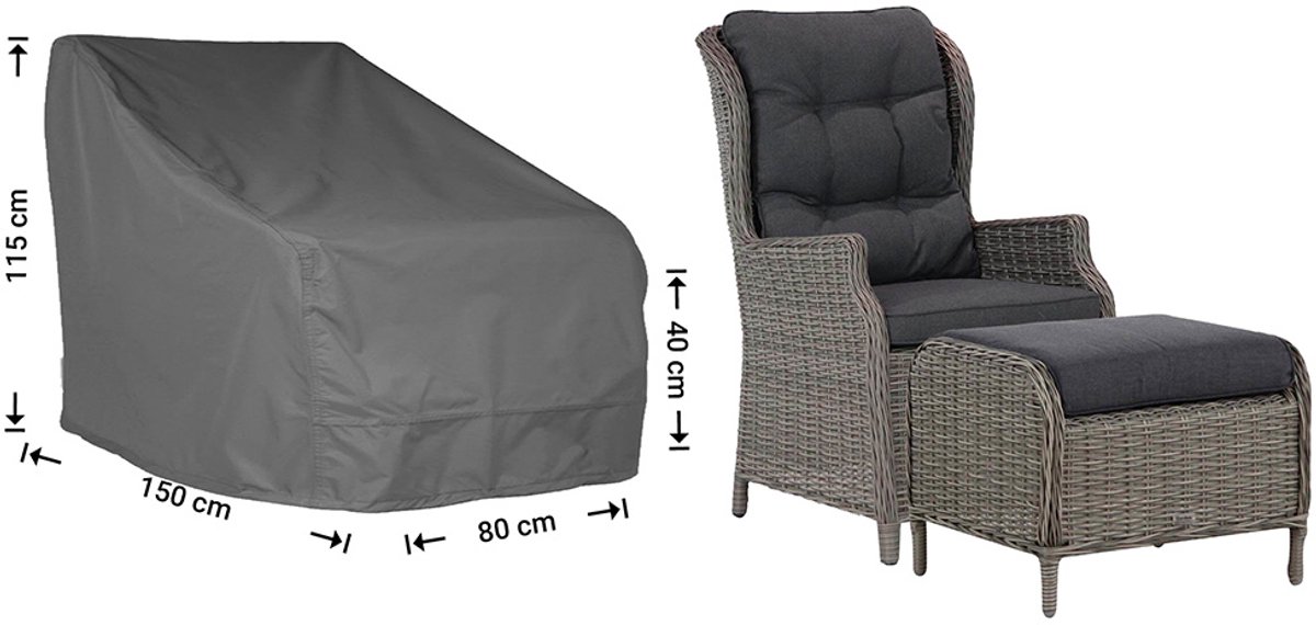 Raffles Covers Tuinstoelhoes - 150 x 80 H: 115 cm - D-RADJC150 - Waterdicht - Ademend - UV-bestendig - Elastisch rijgkoord - Beschermhoes tuinmeubelen