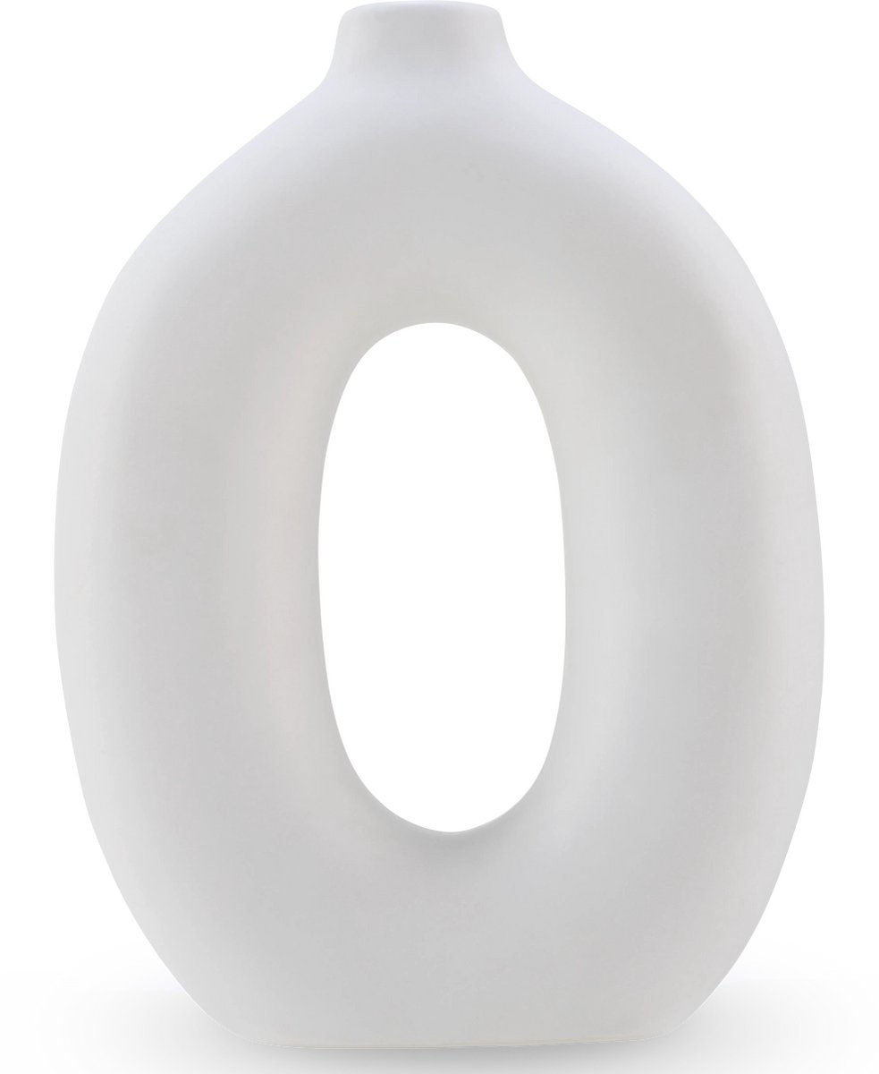 Easyplants | Vaas Gentle 22 cm off-white | Keramiek | Rond | wit | Japandi stijl | Design Vaas