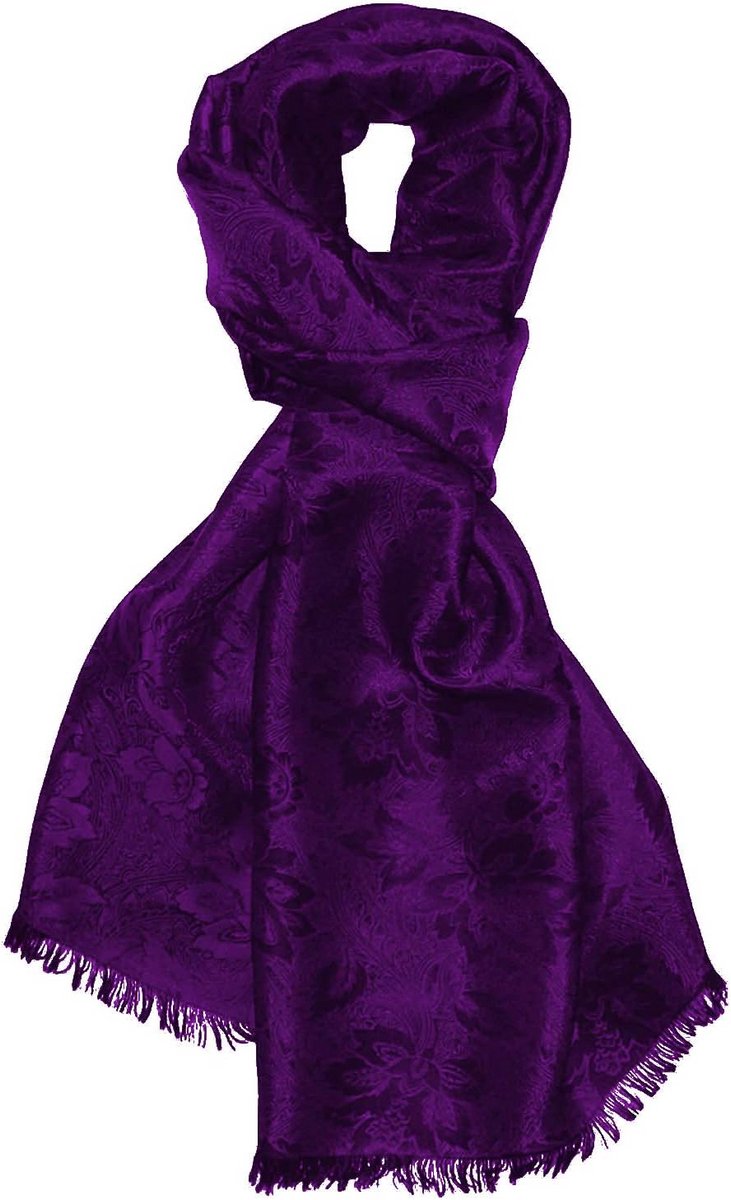 Luxe Damast Sjaal Zijde Viscose Bloemen & Paisley Patroon 55x190 cm