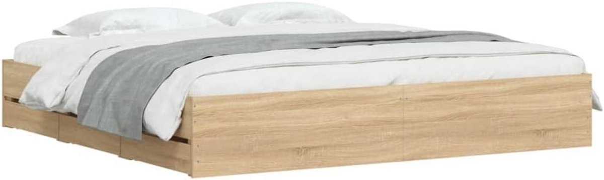 Tweepersoons Bedframe met Lades 160x200 cm Eikenkleurig Hout