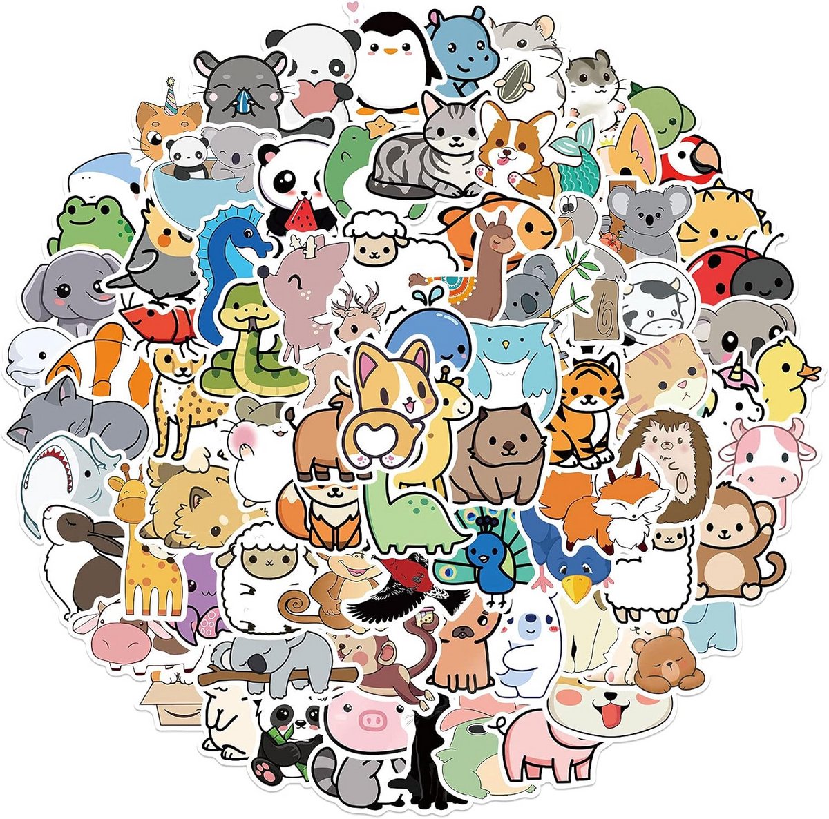 100 Stuks Leuke Dier Stickers - Waterdichte Vinyl Stickers voor Fles, Laptop & Telefoon