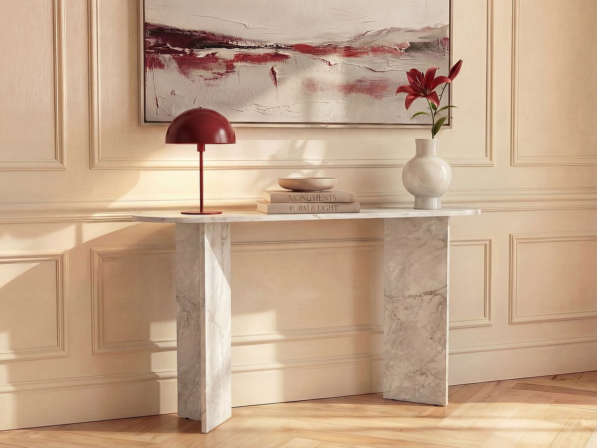 Vente-unique Sidetable - Witte marmereffect - TOPANIA