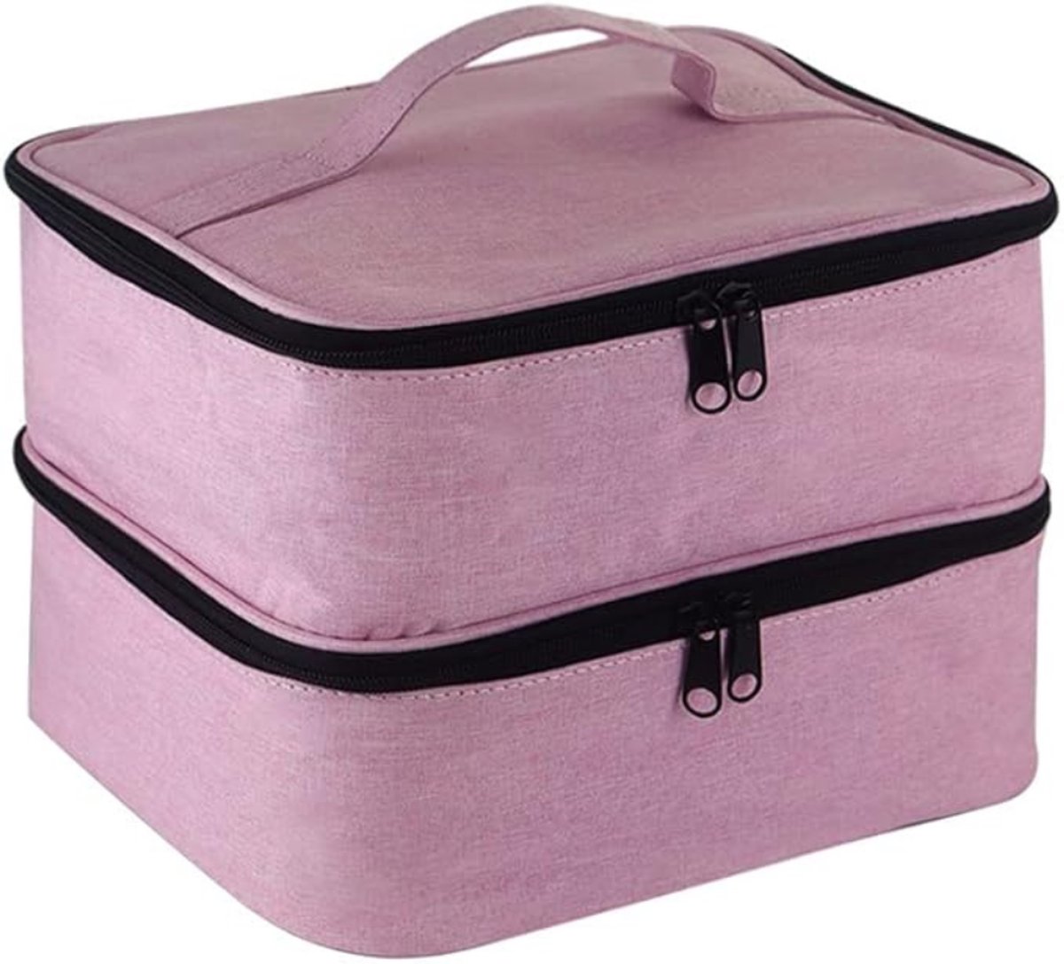 Verte Nagellak Organizer - Nagellak Transporttas - Nagellak Opbergtas - Dubbellaags - Geschikt voor Nageldrogerlamp en Manicureset - Roze