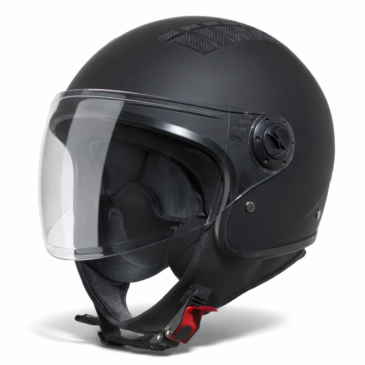 VINZ Como Jethelm met Vizier - Scooterhelm & Motorhelm & Brommerhelm - ECE 22.06 - XS -XXL - Mat Zwart - XS