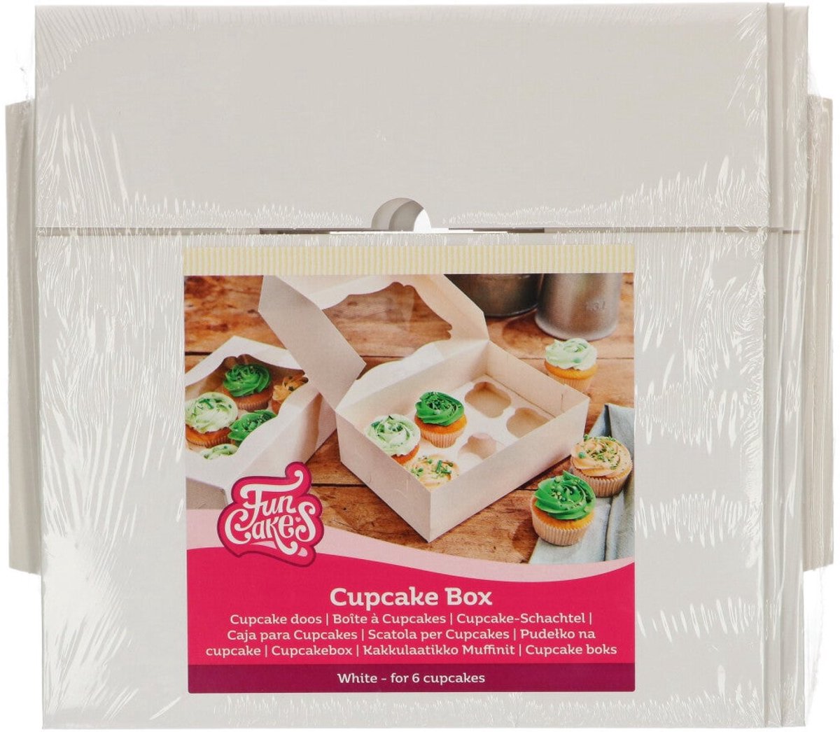 FunCakes Cupcake Doos voor 6 Cupcakes of Muffins - Wit - 3 Stuks - Cupcake Bewaardoos