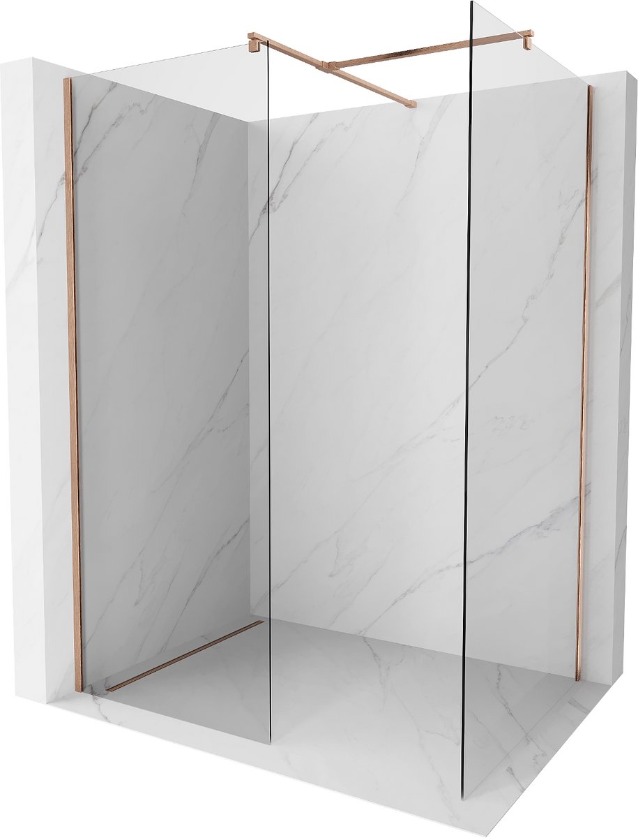 Mexen Kioto douchewand Walk-in 110 x 70 , transparant, geborsteld koper - 800-110-202-65-00-070