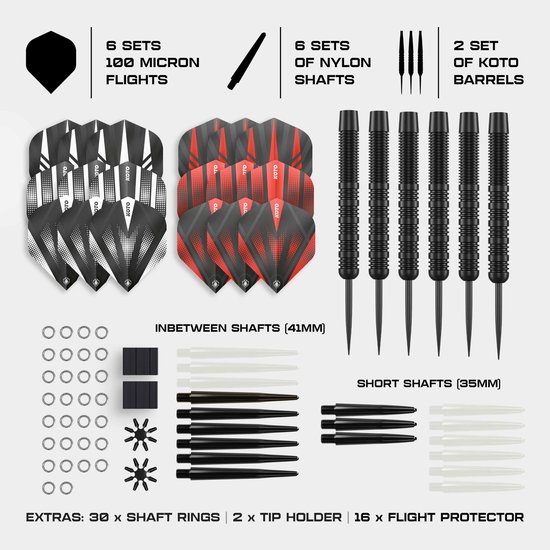 2 Sets KOTO Straight Black Brass Darts + 90 Pieces Accessories - Dartpijlen 18 Gram van KOTO — afbeelding 2