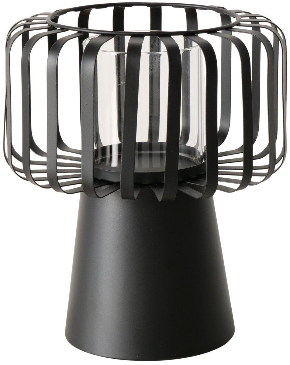Boltze Home windlicht zwart industrieel design 18x18x21cm decoratie.