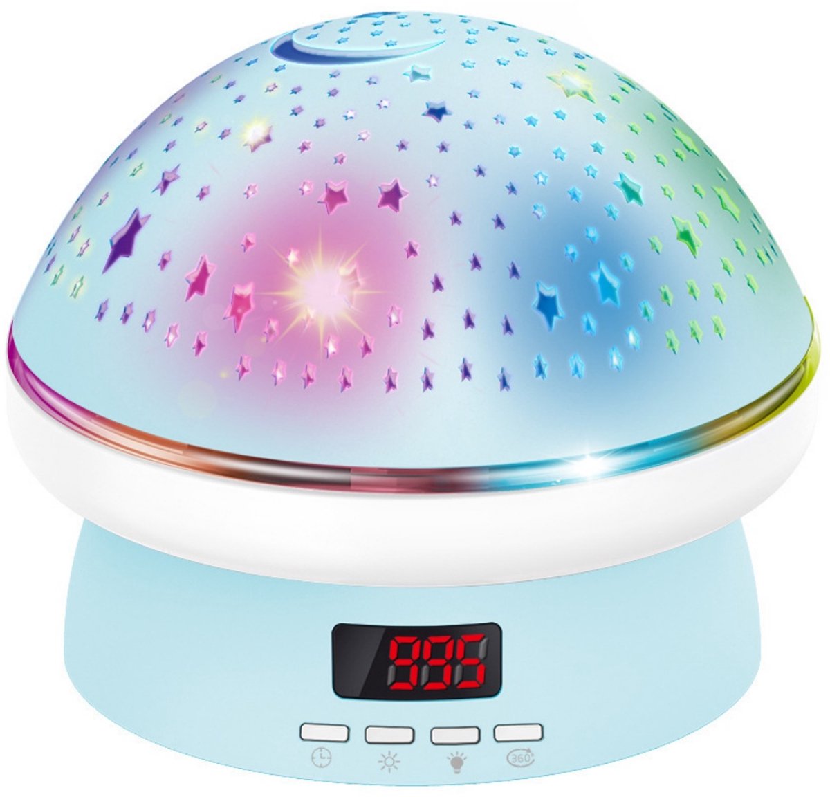 longziming Kawaii Paddenstoel Sterprojectornachtlamp - USB-C Oplaadbaar - 360° Rotatie - Kindvriendelijke Bediening - Leerzaam & Eenvoudig - Blauw