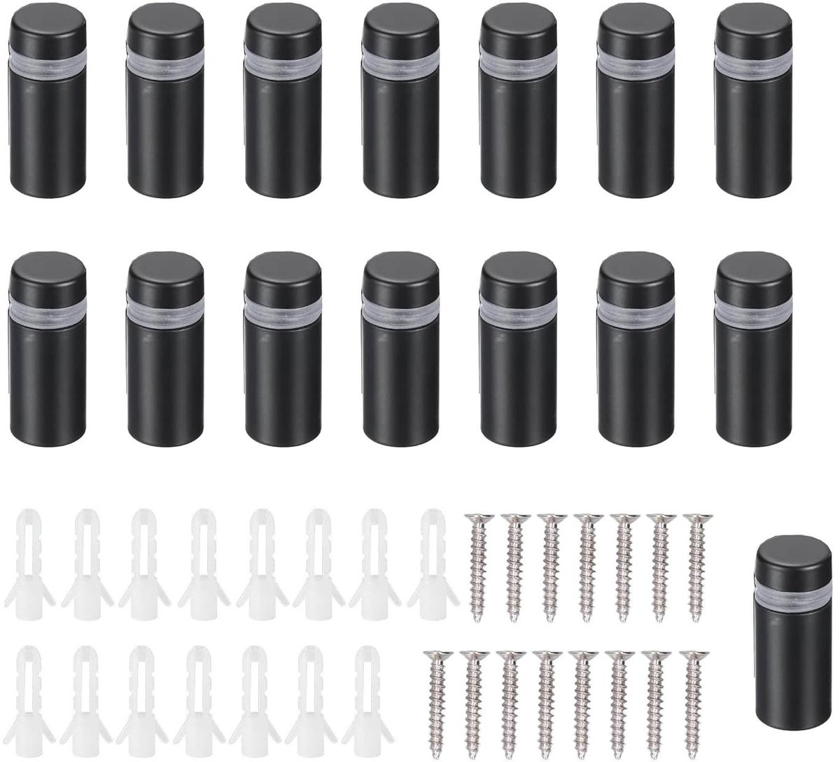 Roestvrijstalen reclameschroeven voor borden en displays - 15 stuks, zwart, 12 x 30 mm
