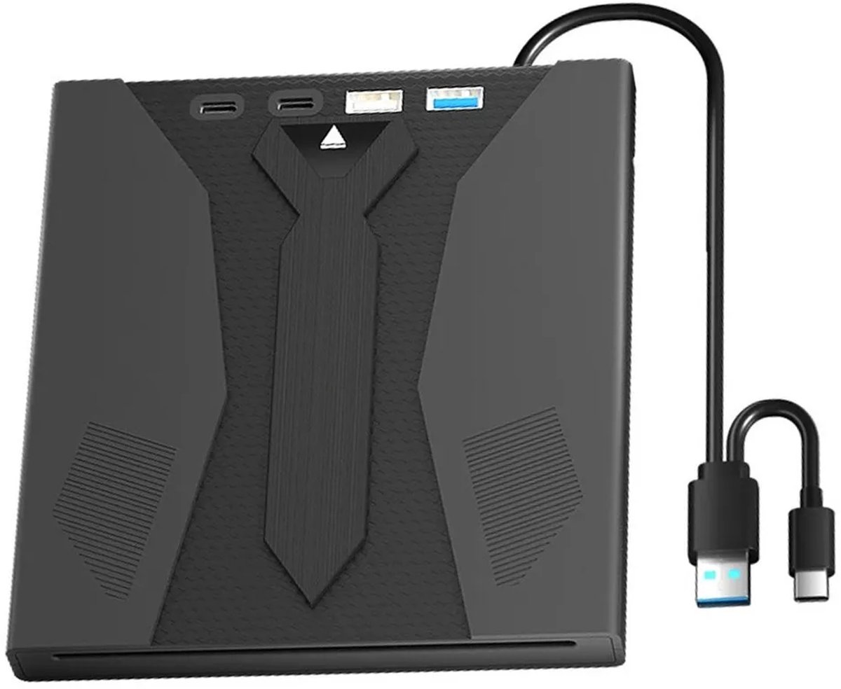 Externe harde schijf met USB 3.0- en Type-C-poorten, compact en lichtgewicht, geschikt voor laptops en tablets.