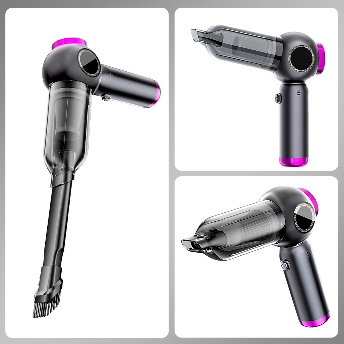 Auto Draadloze Stofzuiger Kruimelzuiger Nat en Droog Zwart - afbeelding 2