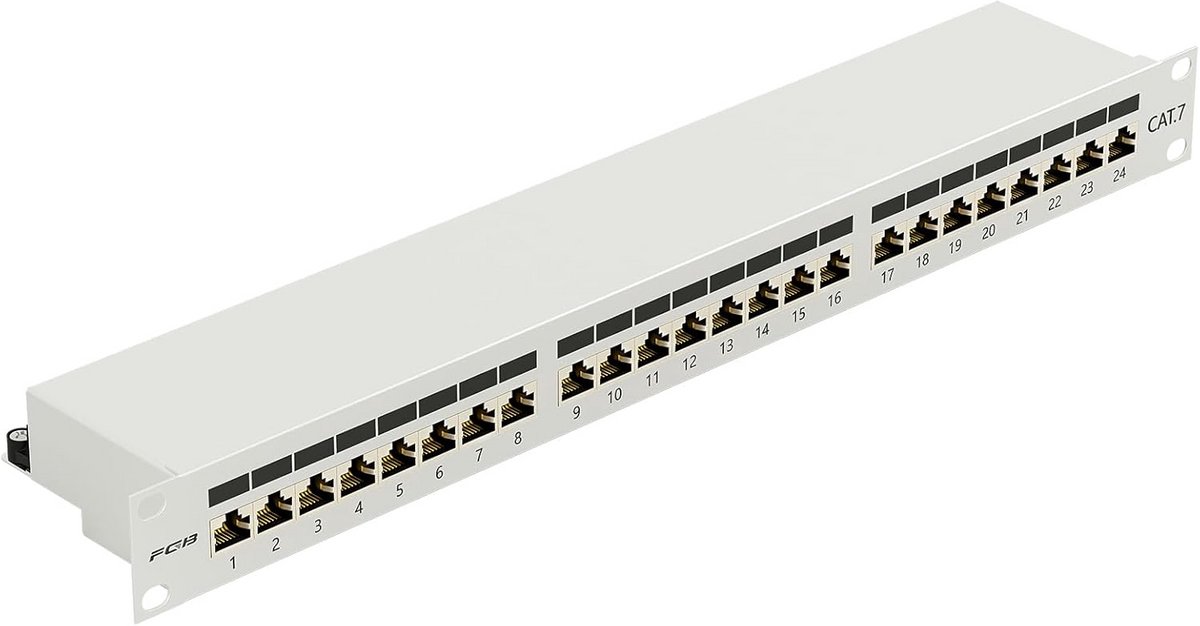 CAT 7 Afgeschermd Patchpaneel 24 Poorten 19 Inch Rackmontage voor Netwerk Switch