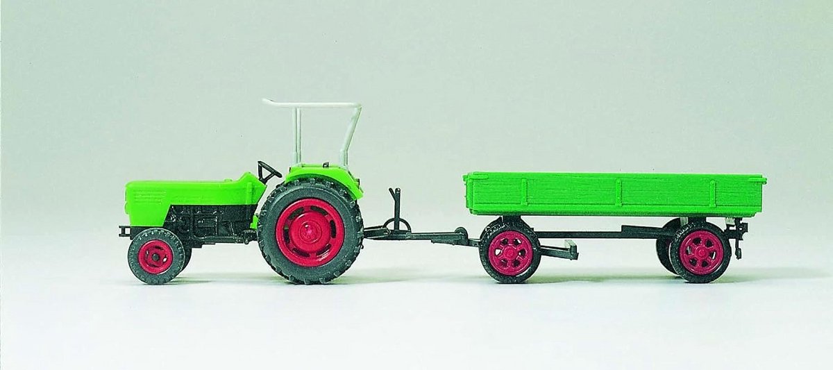 Model Tractor met Aanhanger HOO Schaal - Detailgetrouw Landbouwvoertuig