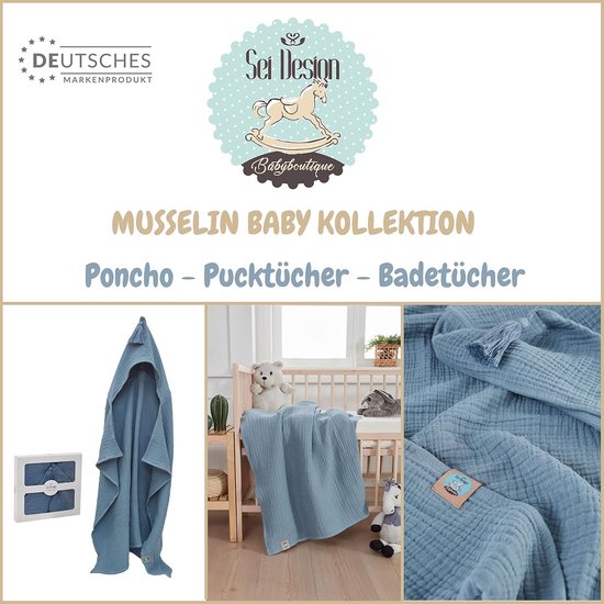 Biologische Badponcho met Capuchon voor Baby's en Kinderen 75x100 cm - Zacht Mousseline Katoen — afbeelding 2