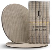 Castagnola Placemats - Placemat van Kunststof - Onderlegger - Onderzetter - Placemats Plastic en PVC - 6 Stuks - Diameter 37cm - Bruin
