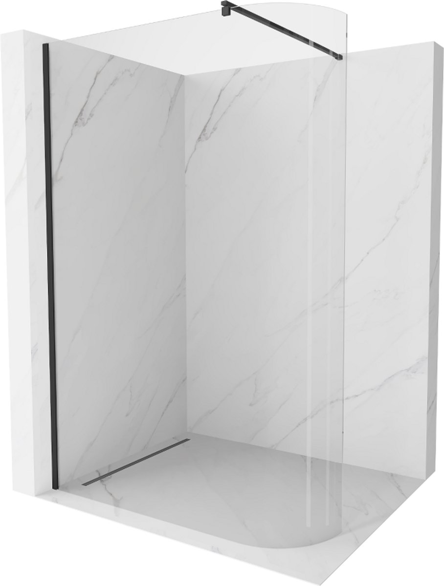 Mexen Kioto-R Afrondend douchewand Walk-in 150 x 200 , transparant 8 mm, zwart - 800-150-101-70-06