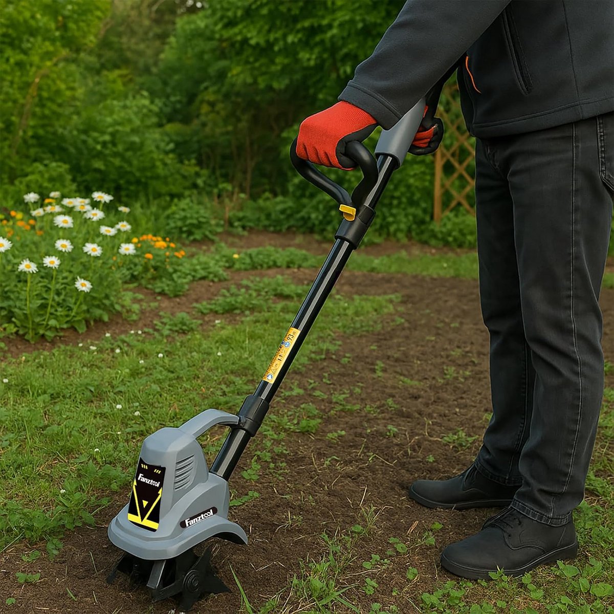 Elektrische motorhak 300W - 19 cm werkbreedte - 15,5 cm diepgang - lichte tuinfrees voor bloembedden en moestuin thumbnail 3