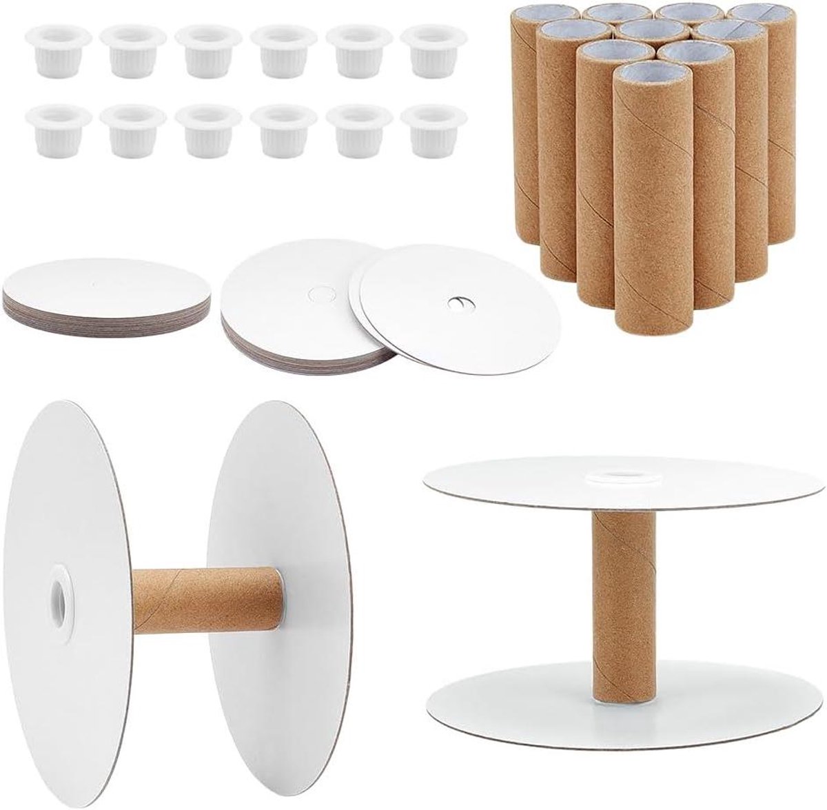 MK Stoer -12 stuks Papier Lint Spoelen - Draad Opslag Organizer - Leeg - Verwijderbare Naaien Spoel Draad - Weven Klosje Lint Houder - Garen Koord Ketting Kant DIY Ambacht - Geschikt voor Naaien - Wit - 15x8cm