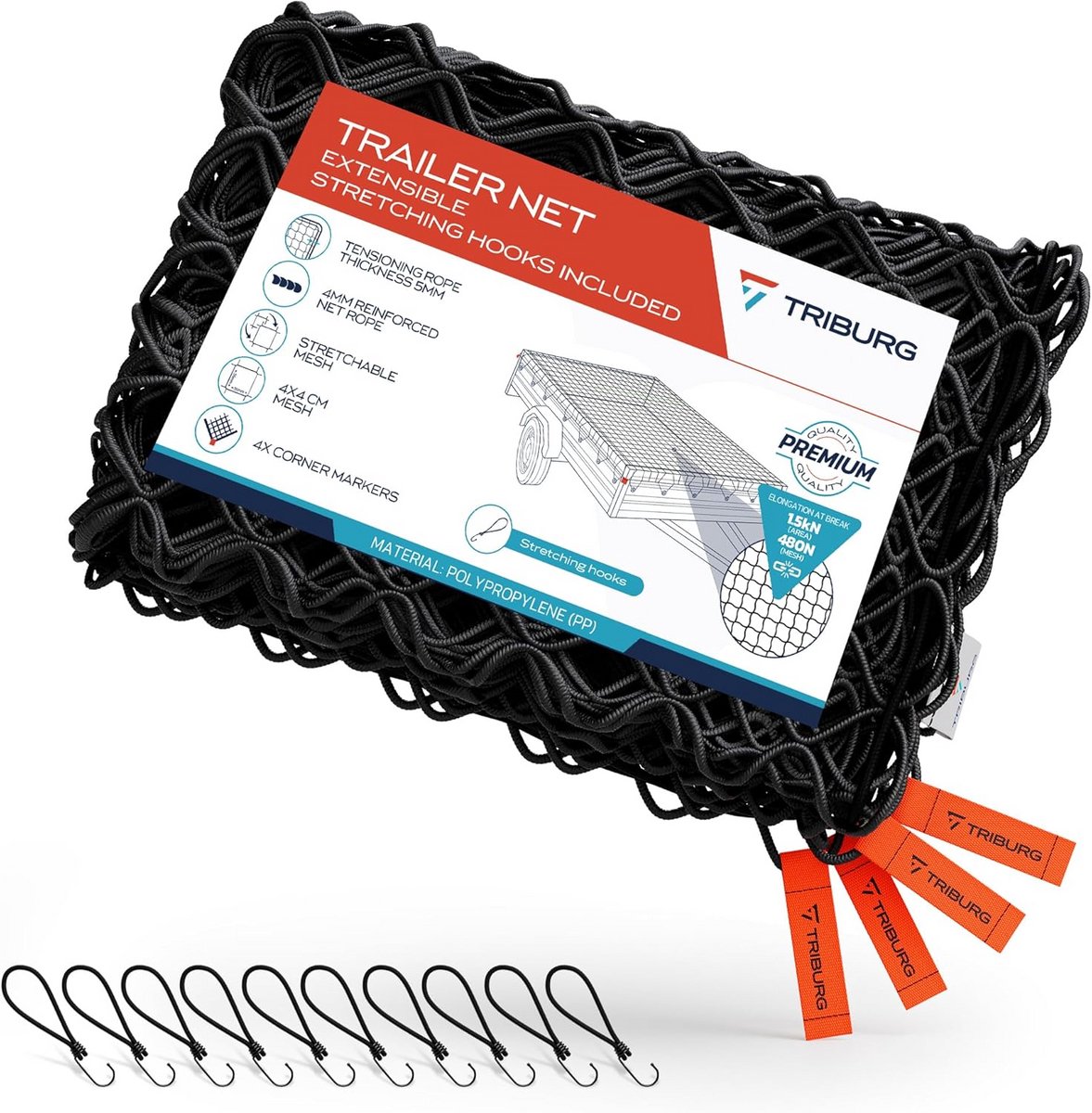 Elastische Trailer Afdeknet 1x2m Uitbreidbaar tot 2x3m - Inclusief 20 Spanners voor Veilige Ladingsbeveiliging