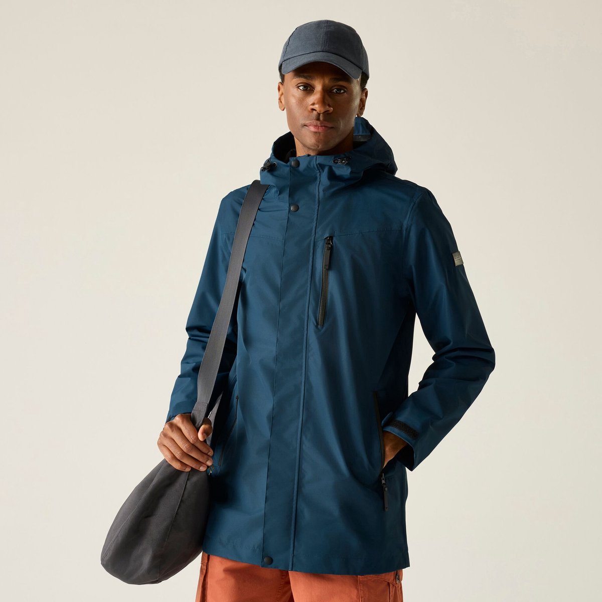 Heren Daledon Longline Waterdichte Jas met Capuchon Blauw
