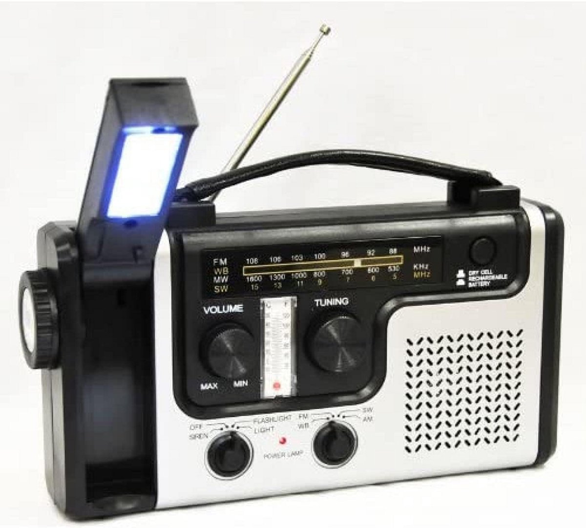 Draagbare Noodradio met Dynamo, Oplaadbaar, Weerradio en Zaklamp