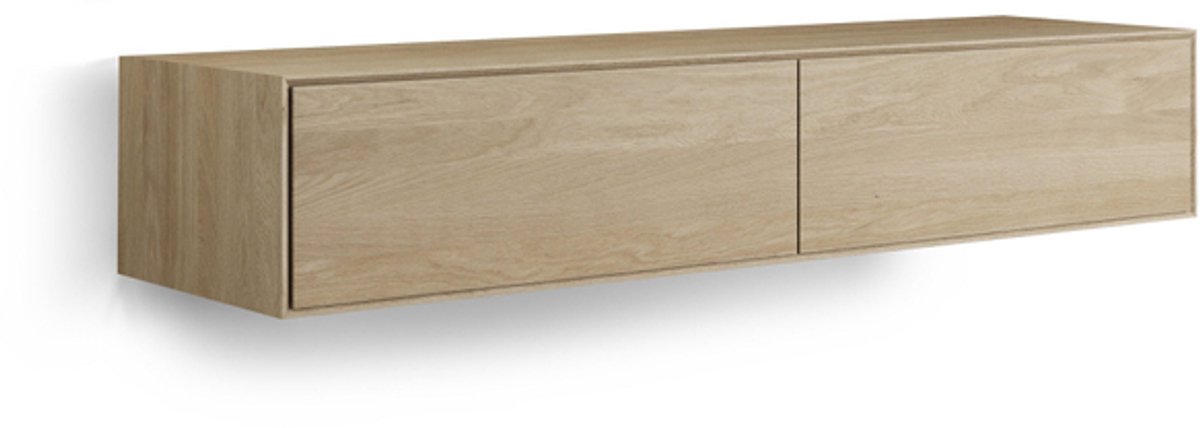 Looox Wood collection Wood wastafelonderbouwkast m. 2 laden 160x30x46cm eiken - old grey