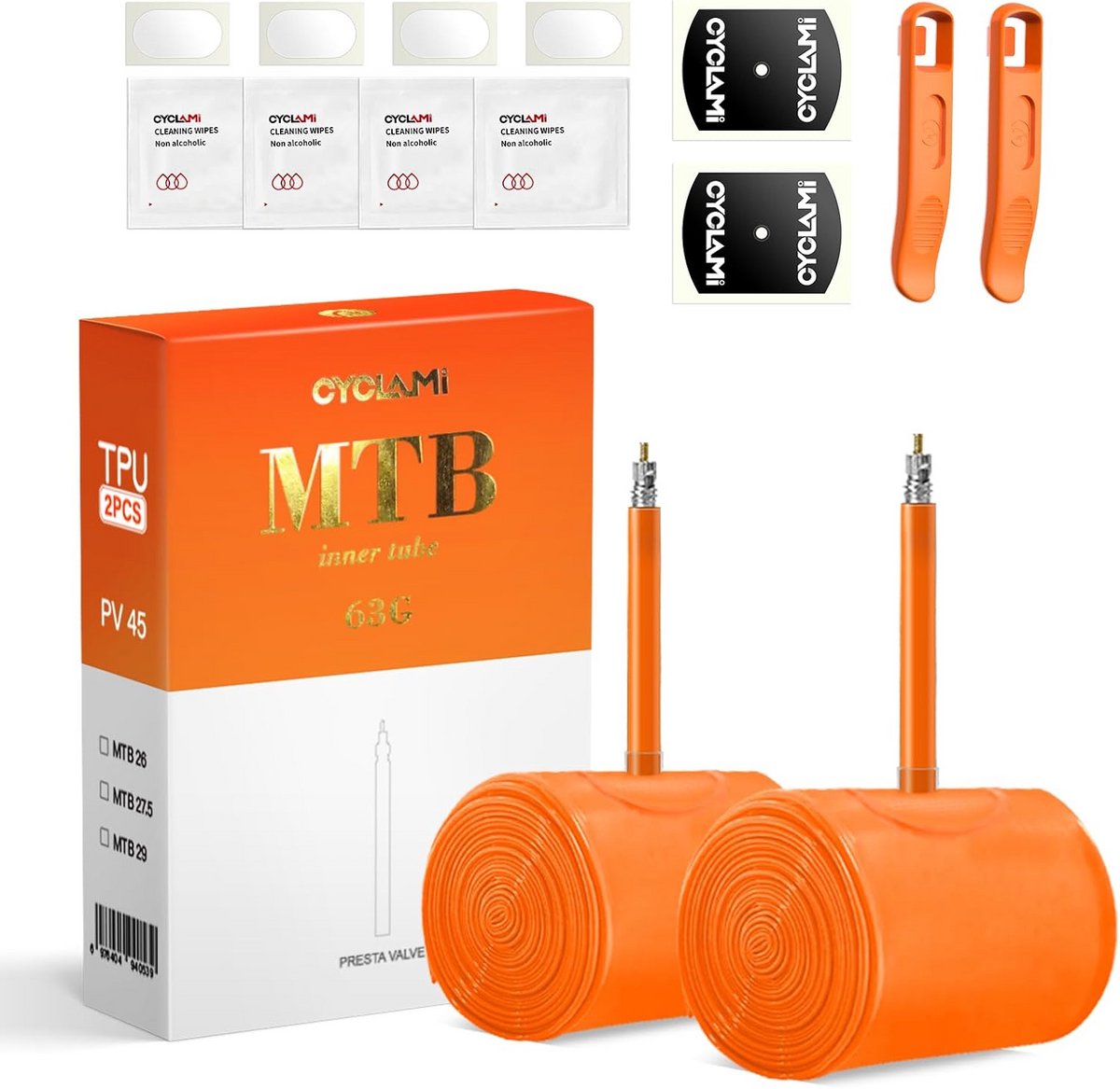 Set van 2 Fiets Binnenbanden met 45 mm Presta Ventiel voor Mountainbikes (29, 27.5, 26 Inch)