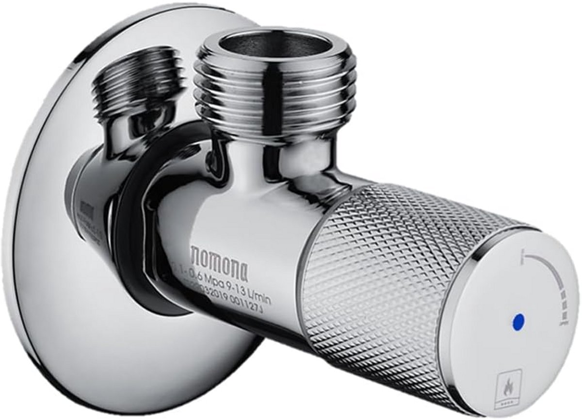 Brass Chrome Plated Water Angle Valve, G1/2" (BSPP 1/2") Wall Mounted, G1/2" Hose Connector for Basin Facuet, Kitchen Facuet, Toilet (Mark: Blue)