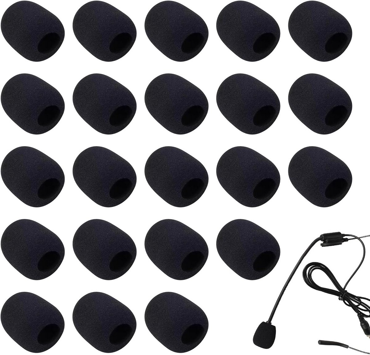 20 Stuks Zwarte Windschermen voor Lavalier en Headset Microfoons