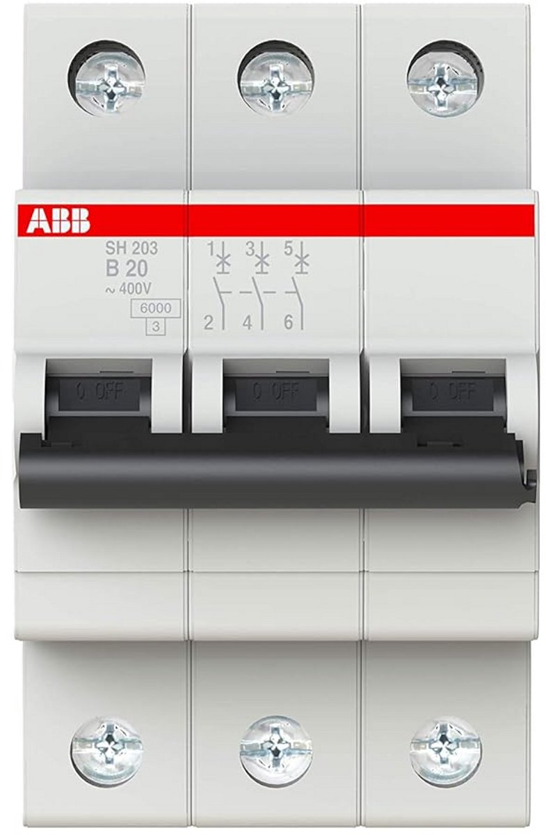 3-polige Minifiguur Stroomonderbreker 20 Amp voor Installatiebeveiliging