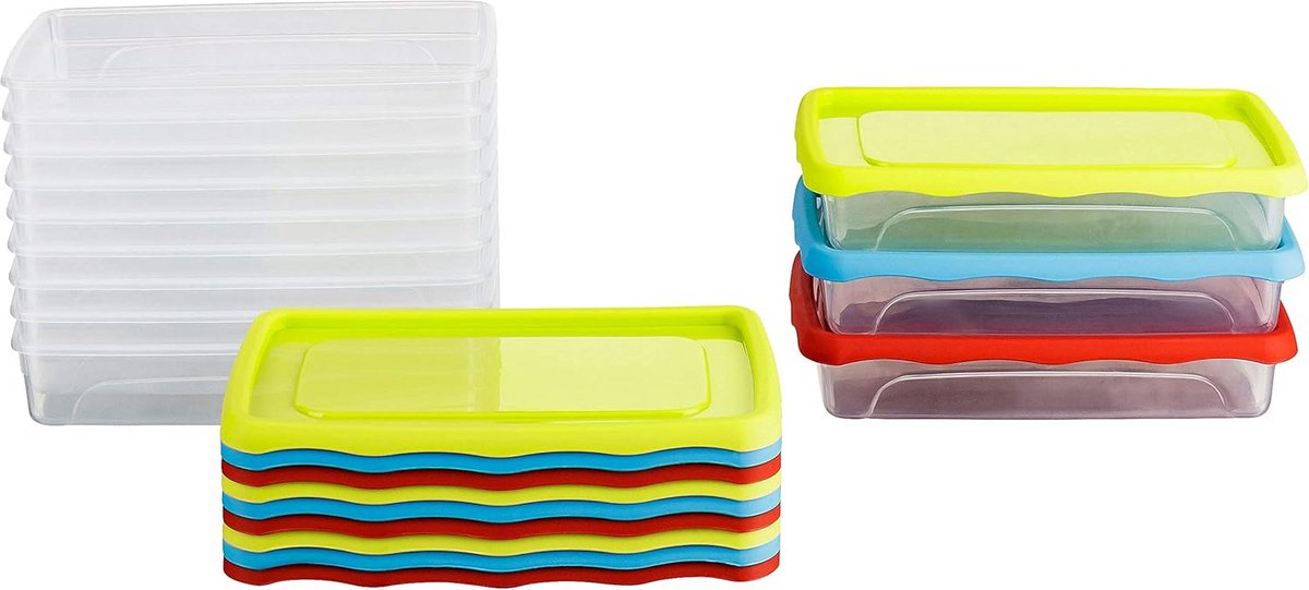 Set van 12 Platte Diepvriesbakjes met Deksel 0.5L - Ideaal voor Lunch en Vers Houden