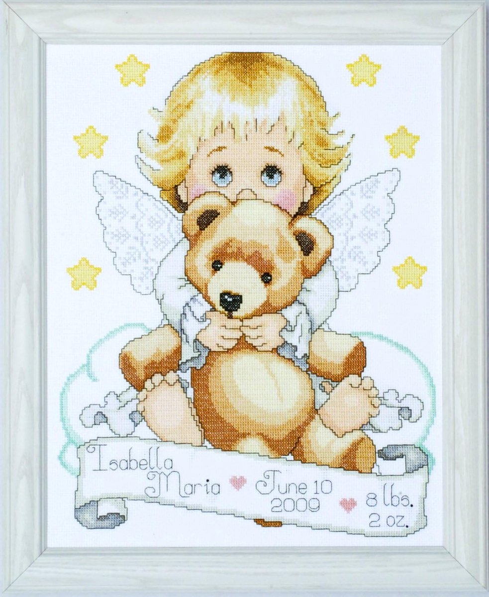 Babyshower Kruissteek Borduurpakket met Alfabet en Cijfers