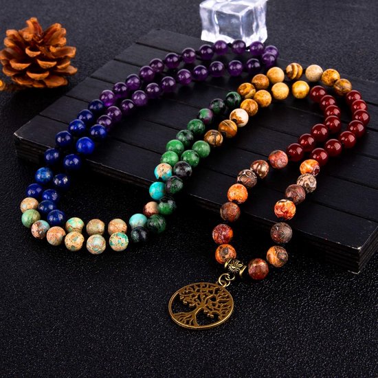 Mala Kralen Armband en Ketting 108 Healing Edelstenen voor Yoga en Meditatie van Merkloos — afbeelding 5