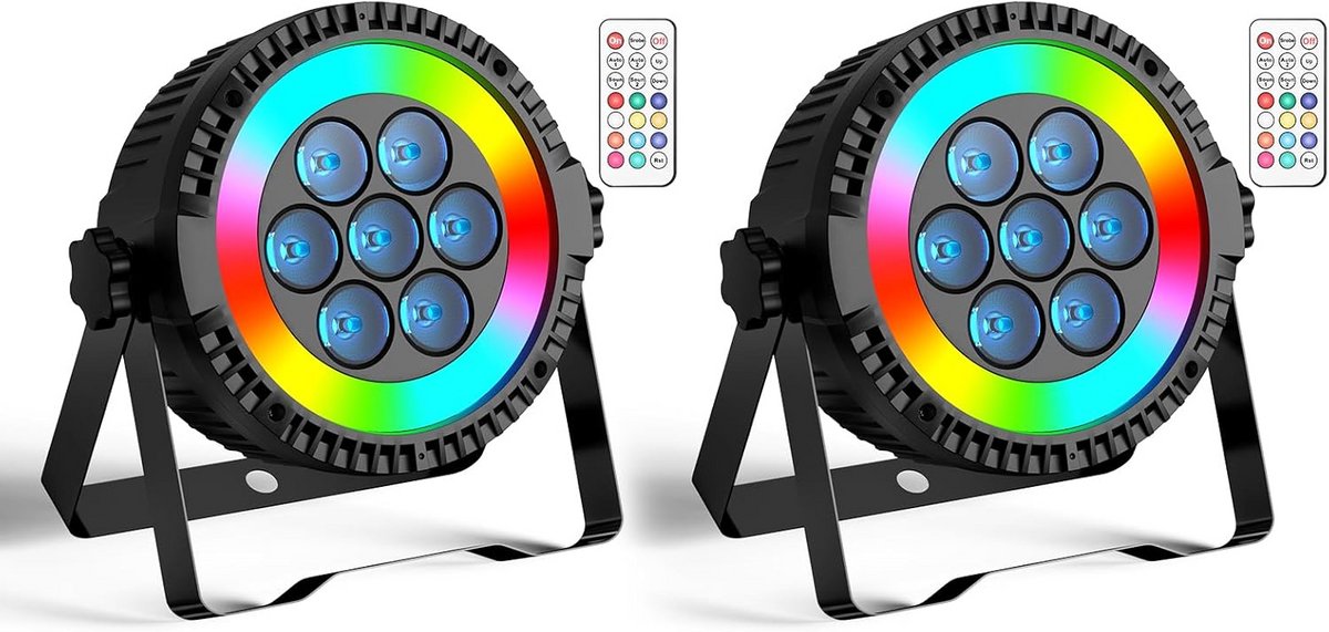 Set van 2 RGBW LED Spots voor Podium- en Feestverlichting met Afstandsbediening
