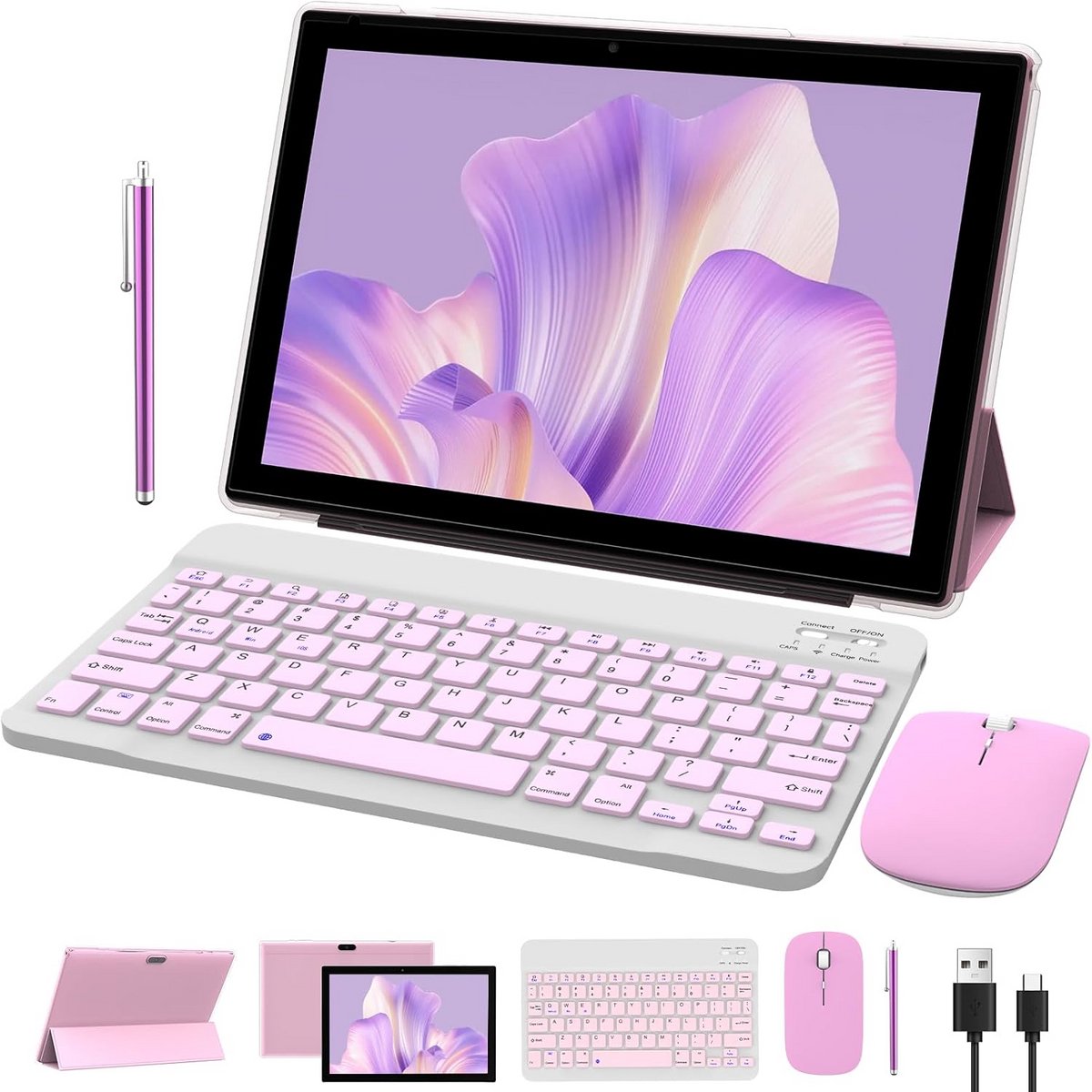 10 Inch Android Tablet met Toetsenbord, Muismuis, Pen en Beschermhoes
