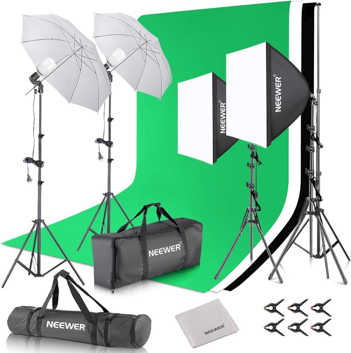 Complete Fotostudio Set met Achtergronden en Continu Verlichting (LED, 5700K)