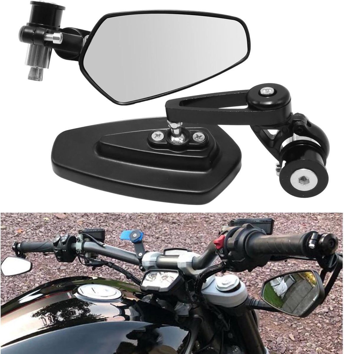 Achteruitkijkspiegel - Fietsspiegel - Geschikt voor Fiets E-bike Brommer Scooter Step - Inklapbaar - Verstelbaar - Spiegels Zijspiegel - Zwart - Verpakking van 2 Stuks