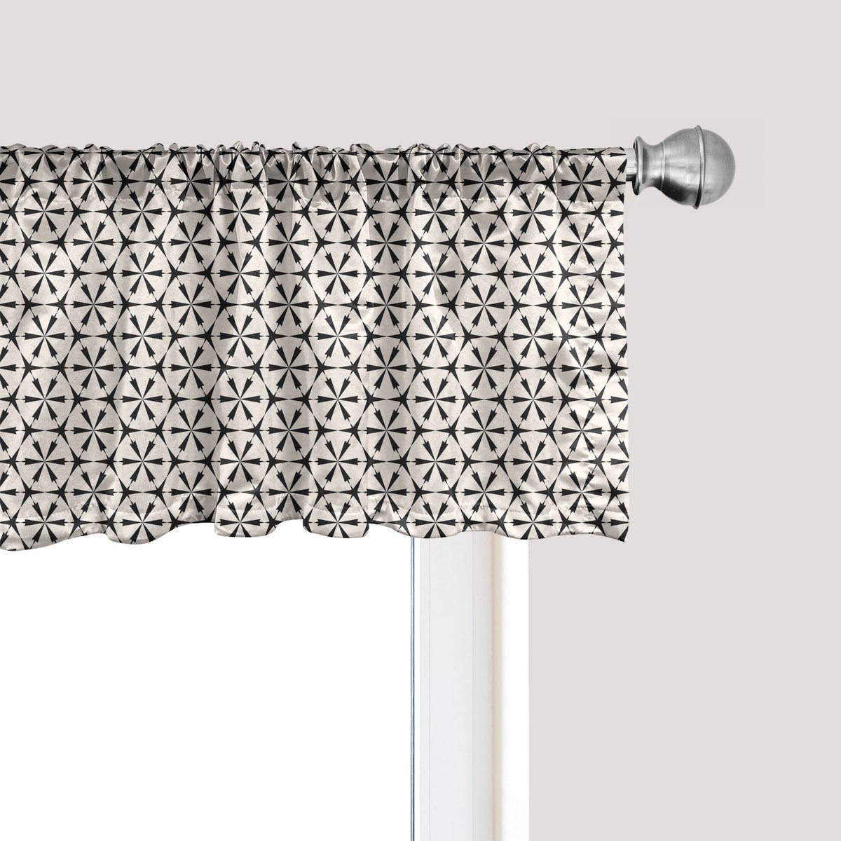 ABAKUHAUS Abstracte raamvalance, gordijnvalance voor keuken en slaapkamer met tunnelzoom, 137 cm x 30 cm, naturelgrijs