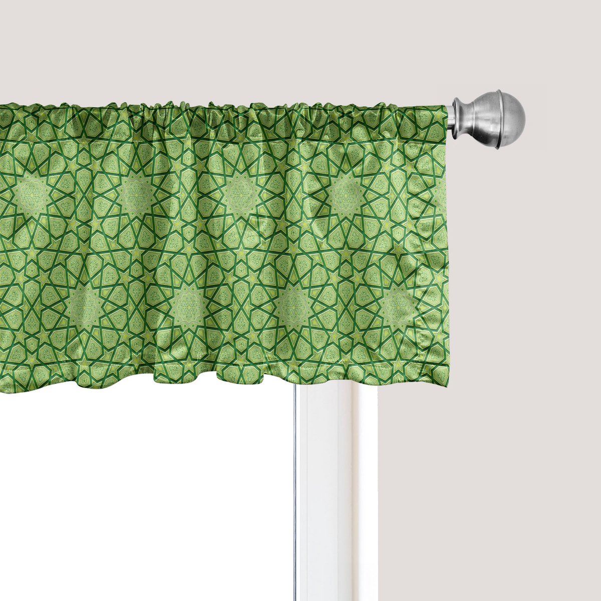 ABAKUHAUS Moderne raamvalletje, gordijnvalletje voor keuken en slaapkamer met tunnelzoom, 137 cm x 30 cm, limoengroen