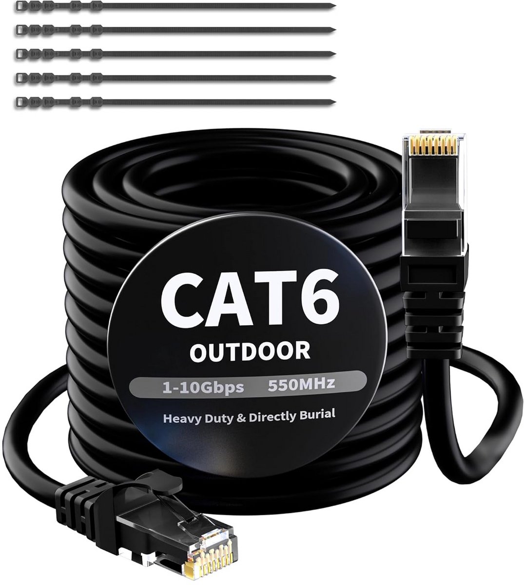 Ethernetkabel CAT6 40 Meter Zwart Voor Binnen en Buiten - Waterdicht
