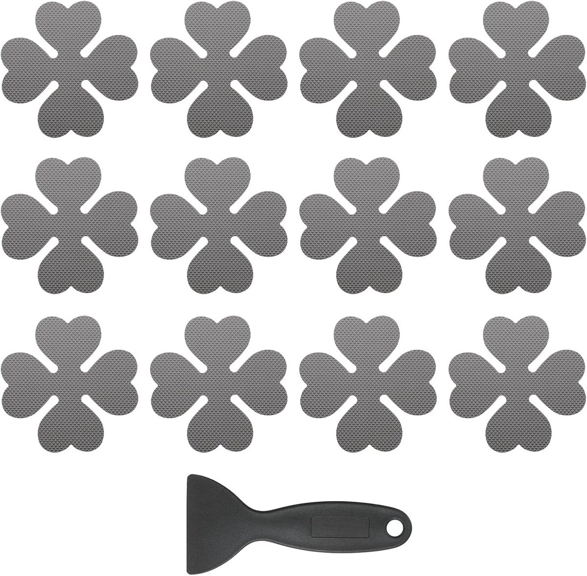 12 stuks Antislip Badstickers Douche Veiligheidstegels met Schoonmaakschraper